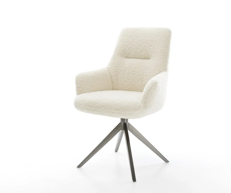 Drehstuhl Zelia-Flex mit Armlehnen Teddystoff Beige Kreuzgestell breit Graphit 360° drehbar Wippfunktion Taschenfederkern Jetzt Bestellen
