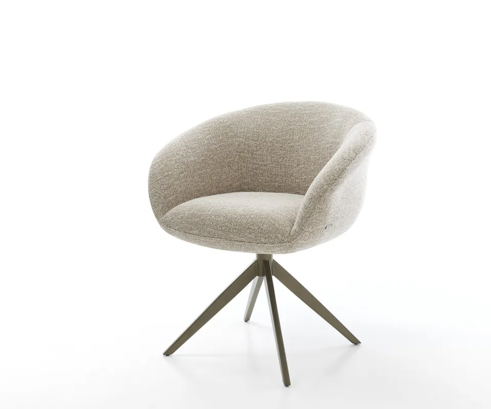 Drehstuhl Vinka-Flex mit Armlehnen Webstoff Soft Beige Kreuzgestell breit Effektfinish Titan 360° drehbar Wippfunktion Taschenfederkern Billig