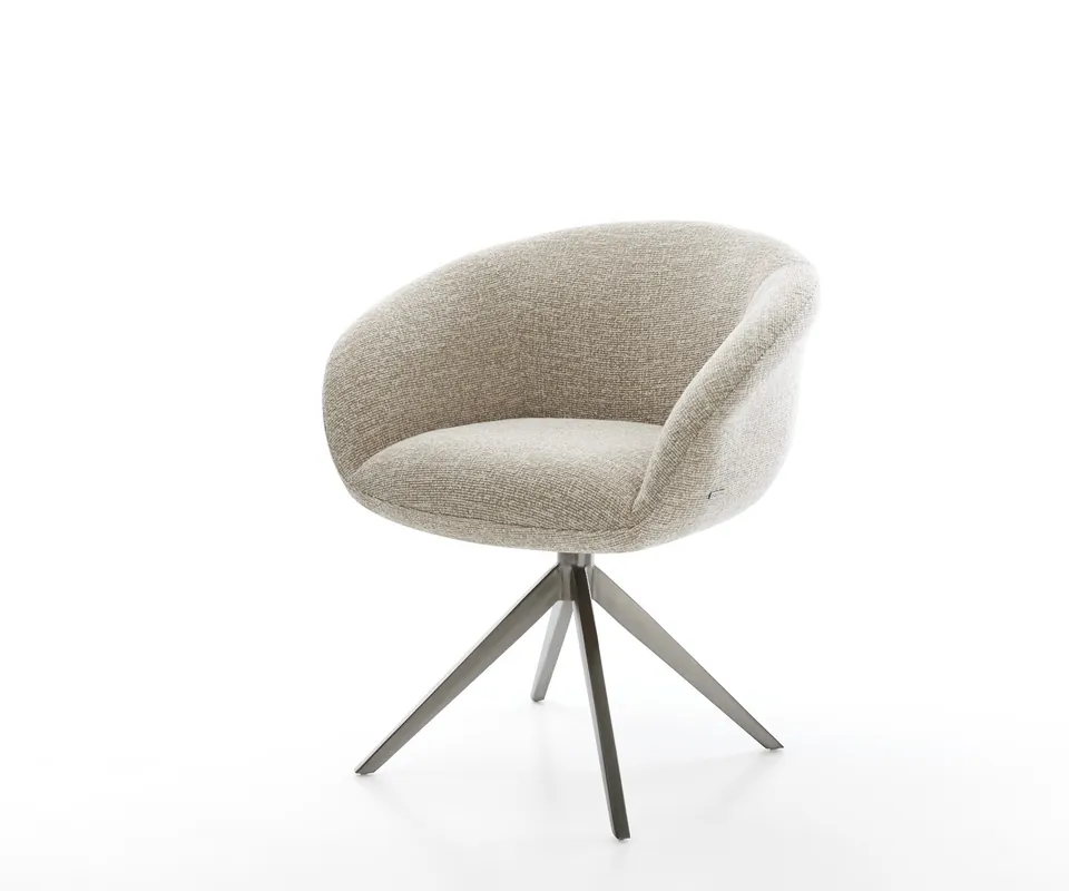 Drehstuhl Vinka-Flex mit Armlehnen Webstoff Soft Beige Kreuzgestell breit Graphit 360° drehbar Wippfunktion Taschenfederkern Highlight
