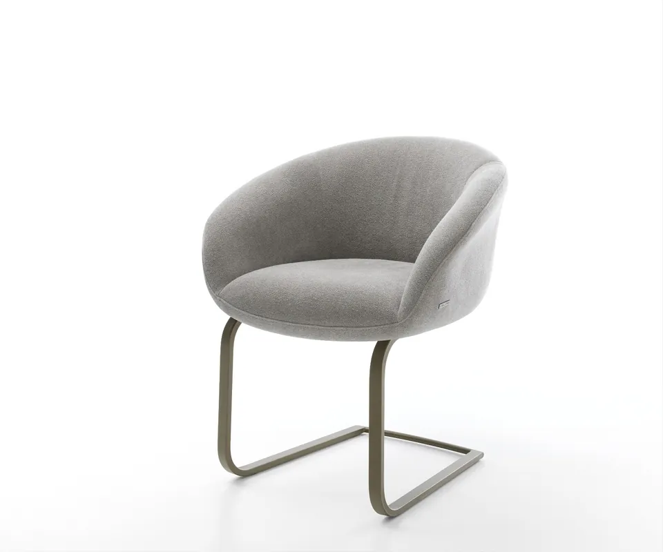 Freischwinger Vinka-Flex mit Armlehnen Strukturstoff Soft Grau Freischwinger flach Effektfinish Titan Taschenfederkern Jetzt Kaufen