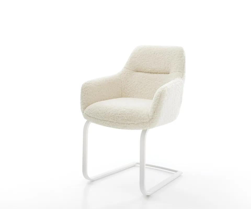 Freischwinger Pejo-Flex Teddystoff Beige Freischwinger flach Weiß Taschenfederkern Jetzt Kaufen