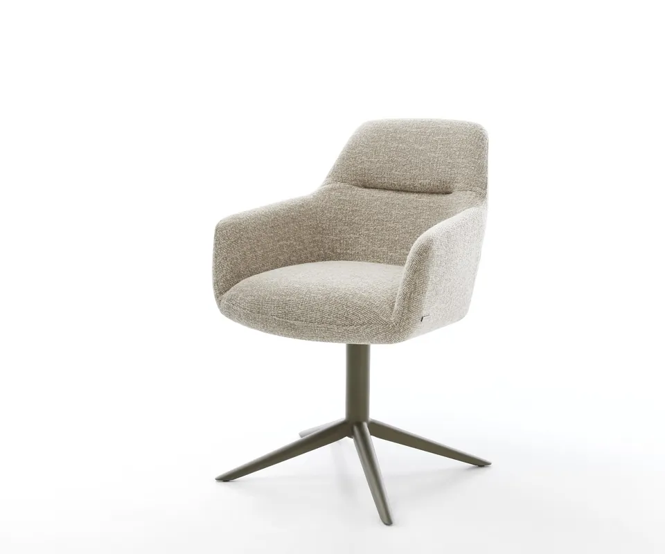 Neuheit Drehstuhl Pejo-Flex Webstoff Soft Beige Fußkreuz Effektfinish Titan 360° drehbar Wippfunktion Taschenfederkern