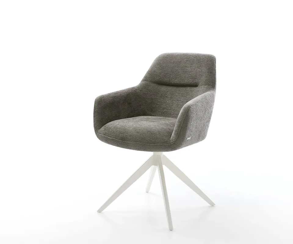 Heißes Angebot Drehstuhl Pejo-Flex Bouclé Soft Schlamm Kreuzgestell breit Weiß 360° drehbar Wippfunktion Taschenfederkern