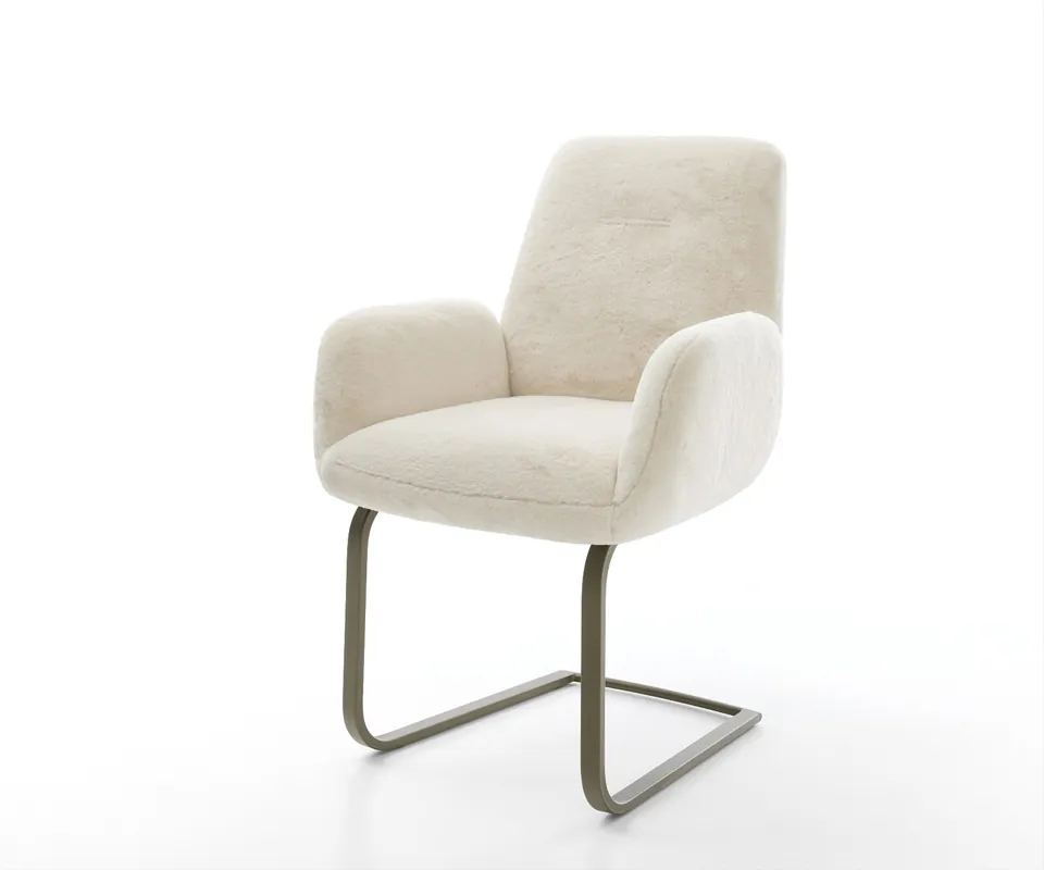 Top-Angebot Freischwinger Zoa-Flex Plüsch Creme-Weiß Freischwinger flach Effektfinish Titan Taschenfederkern