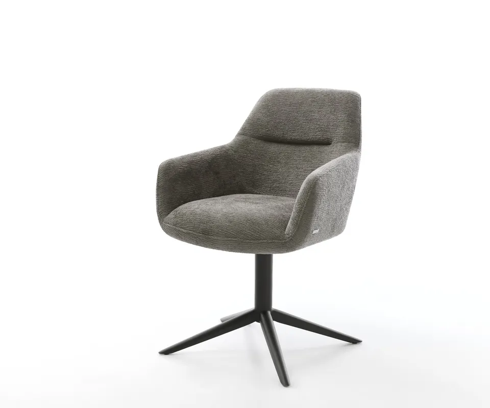 Günstig Drehstuhl Pejo-Flex Bouclé Soft Schlamm Fußkreuz Schwarz 360° drehbar Wippfunktion Taschenfederkern