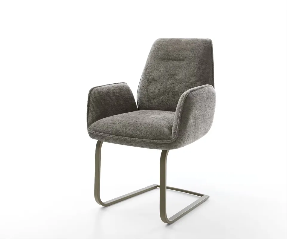 Expressversand Freischwinger Zoa-Flex Bouclé Soft Schlamm Freischwinger flach Effektfinish Titan Taschenfederkern