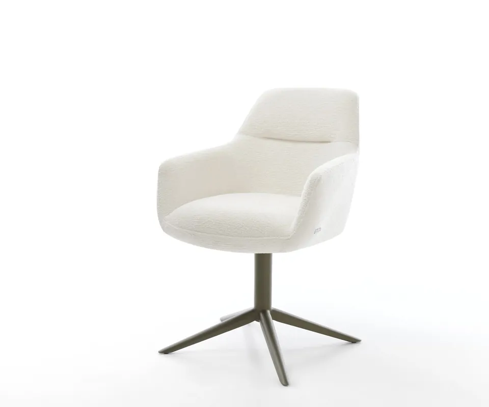 Direktkauf Drehstuhl Pejo-Flex Bouclé Soft Beige Fußkreuz Effektfinish Titan 360° drehbar Wippfunktion Taschenfederkern