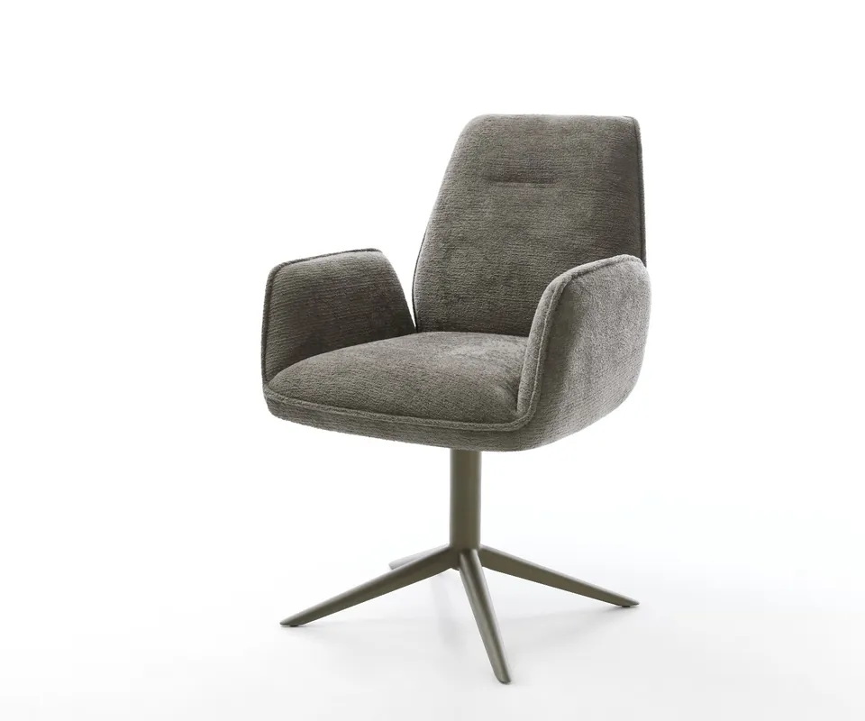 Schneller Versand Drehstuhl Zoa-Flex Bouclé Soft Schlamm Fußkreuz Effektfinish Titan 360° drehbar Wippfunktion Taschenfederkern
