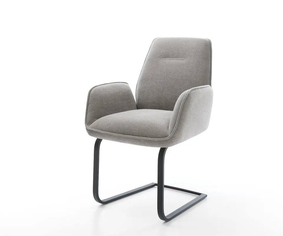 Neue Ware Freischwinger Zoa-Flex Strukturstoff Soft Grau Freischwinger flach Schwarz Taschenfederkern