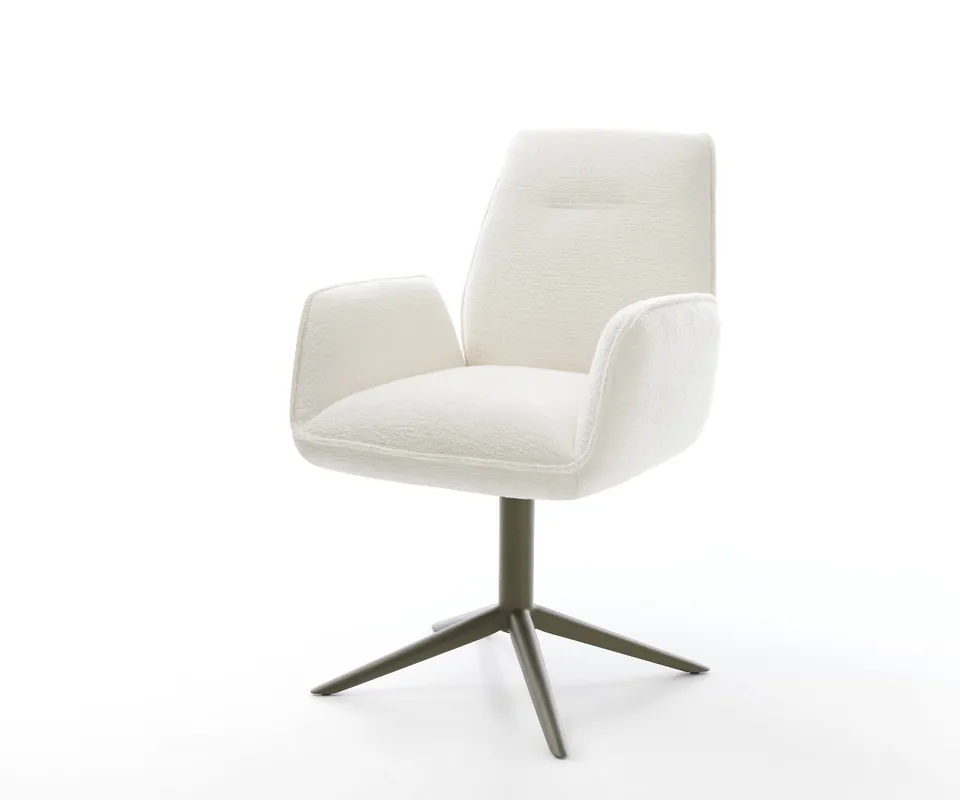 Drehstuhl Zoa-Flex Bouclé Soft Beige Fußkreuz Effektfinish Titan 360° drehbar Wippfunktion Taschenfederkern Garantierte Lieferung