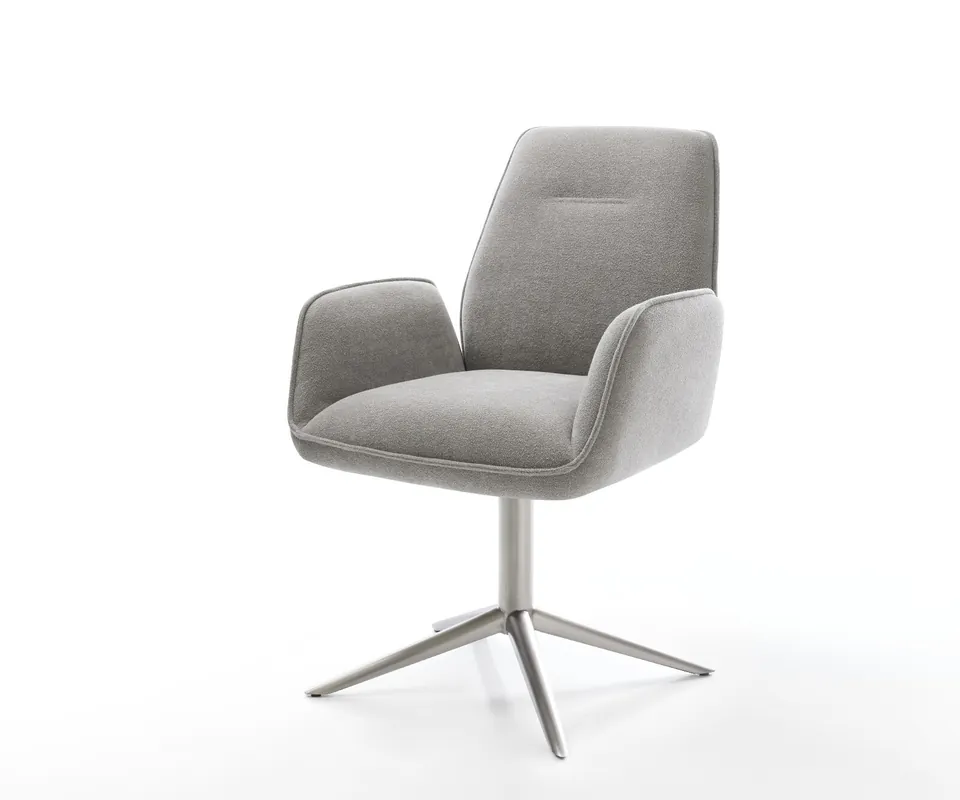 Drehstuhl Zoa-Flex Strukturstoff Soft Grau Fußkreuz Edelstahl 360° drehbar Wippfunktion Taschenfederkern Rabatt