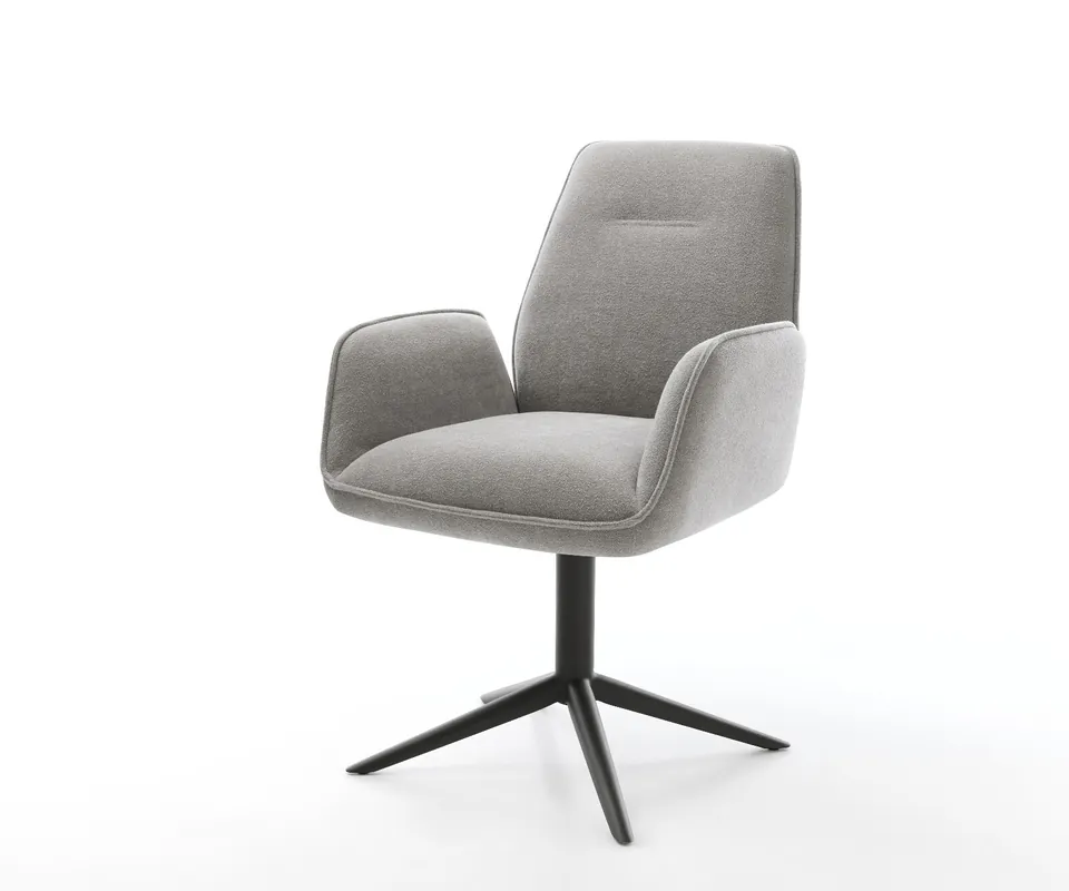 Drehstuhl Zoa-Flex Strukturstoff Soft Grau Fußkreuz Schwarz 360° drehbar Wippfunktion Taschenfederkern Finale Aktion