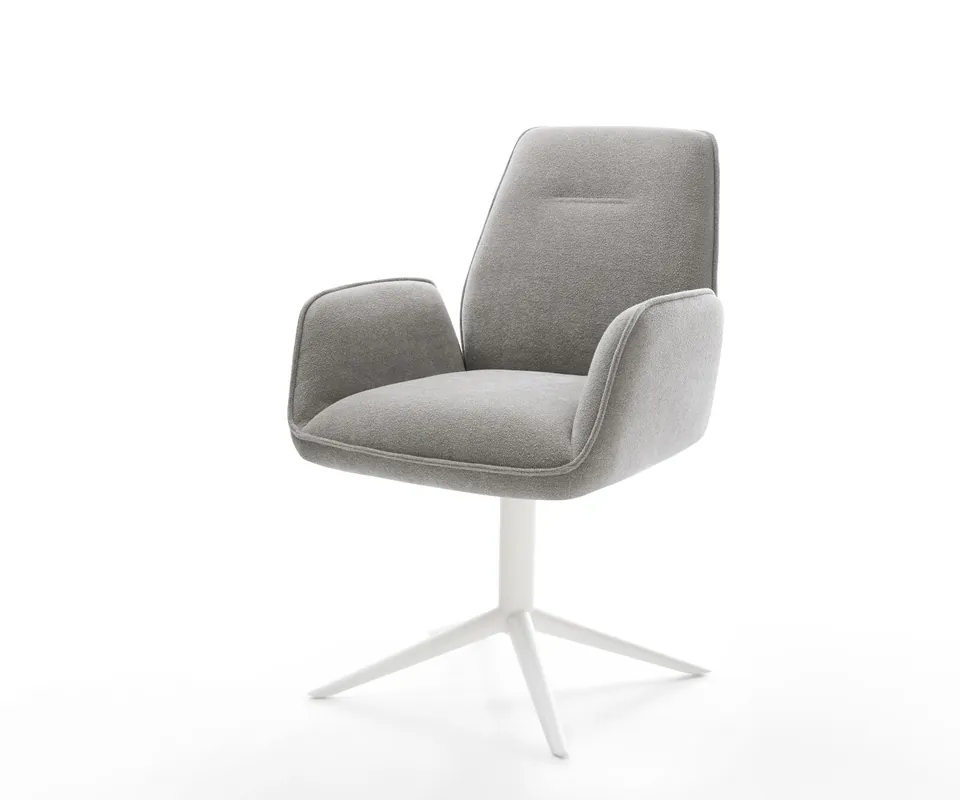 Aktuell Drehstuhl Zoa-Flex Strukturstoff Soft Grau Fußkreuz Weiß 360° drehbar Wippfunktion Taschenfederkern