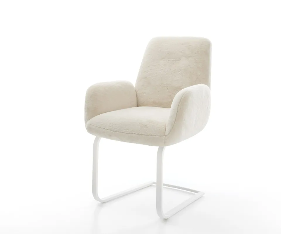 Rabatt Freischwinger Zoa-Flex Plüsch Creme-Weiß Freischwinger flach Weiß Taschenfederkern