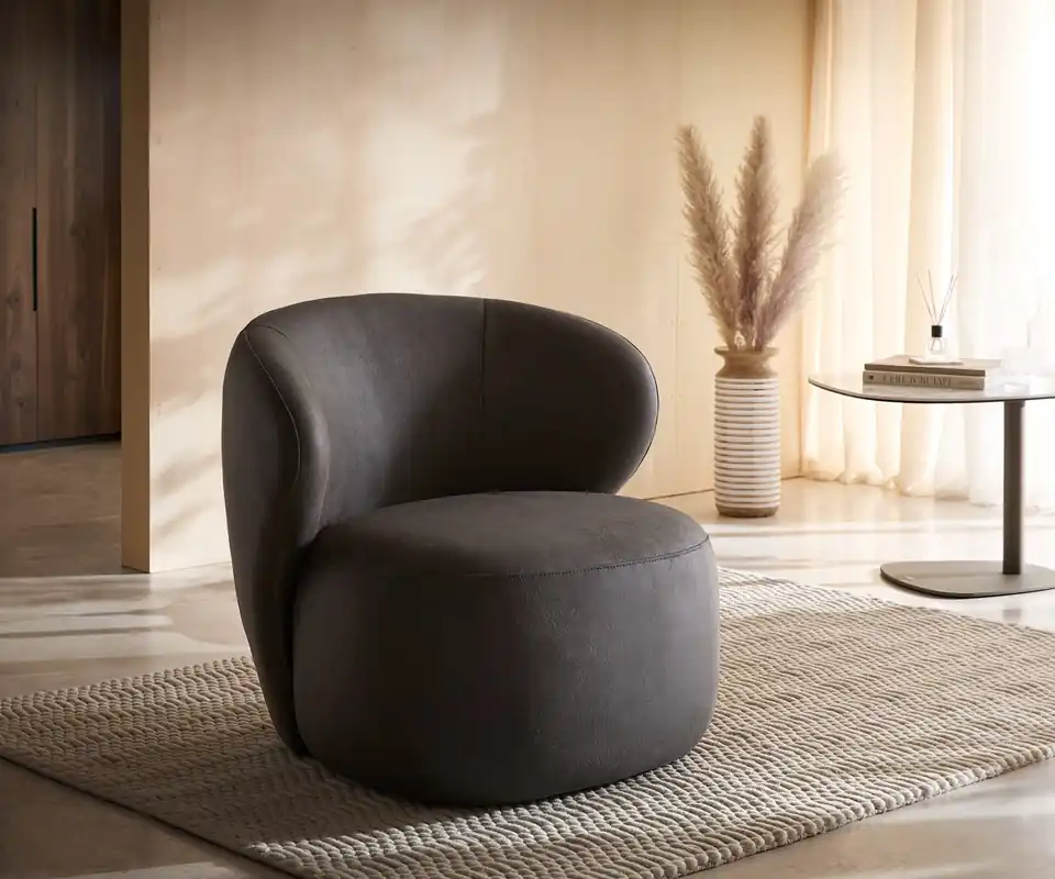 Loungesessel Pulo 80x80 cm Mikrofaser Anthrazit Vintage Nur Für Kurze Zeit