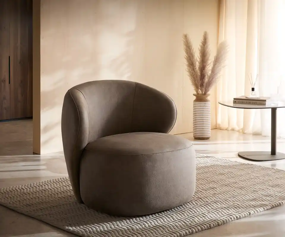 Loungesessel Pulo 80x80 cm Mikrofaser Taupe Vintage Direktkauf