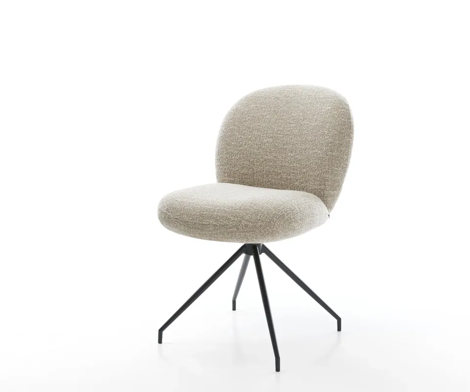 Neuheit Esszimmerstuhl Nube-Flex Webstoff Soft Beige Kreuzgestell konisch Schwarz Taschenfederkern
