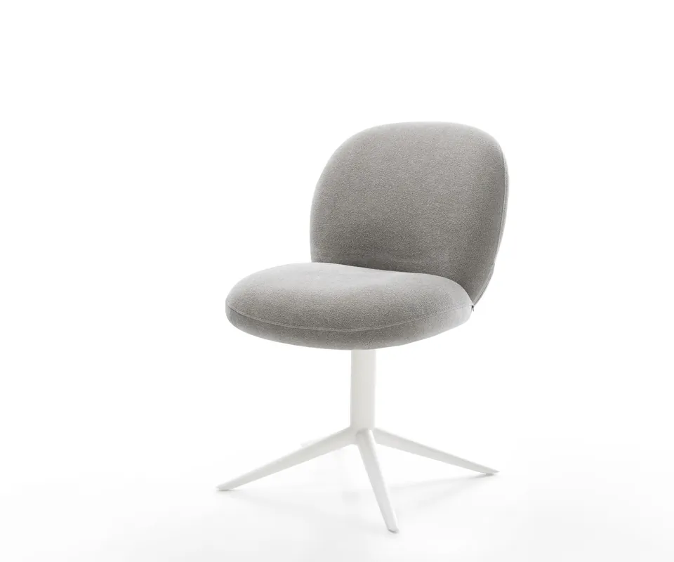 Drehstuhl Nube-Flex Strukturstoff Soft Grau Fußkreuz Weiß 360° drehbar Wippfunktion Taschenfederkern Top-Angebot