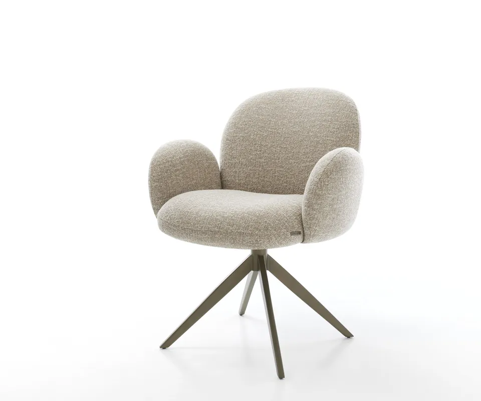 Saisonangebot Drehstuhl Nube-Flex mit Armlehnen Webstoff Soft Beige Kreuzgestell breit Effektfinish Titan 360° drehbar Wippfunktion Taschenfederkern