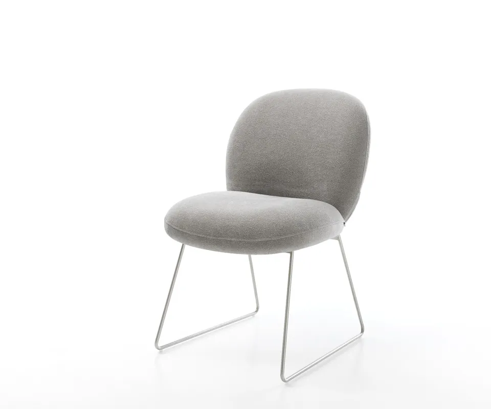 Esszimmerstuhl Nube-Flex Strukturstoff Soft Grau Kufengestell Edelstahl Taschenfederkern Angebot