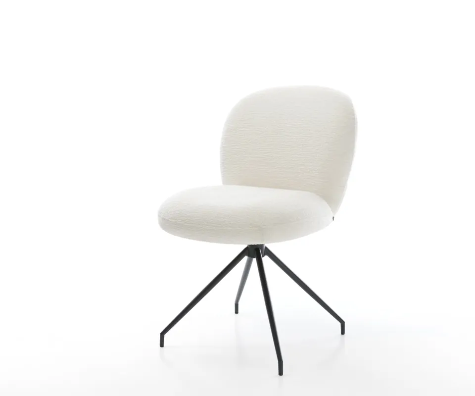 Esszimmerstuhl Nube-Flex Bouclé Soft Beige Kreuzgestell konisch Schwarz Taschenfederkern Neu