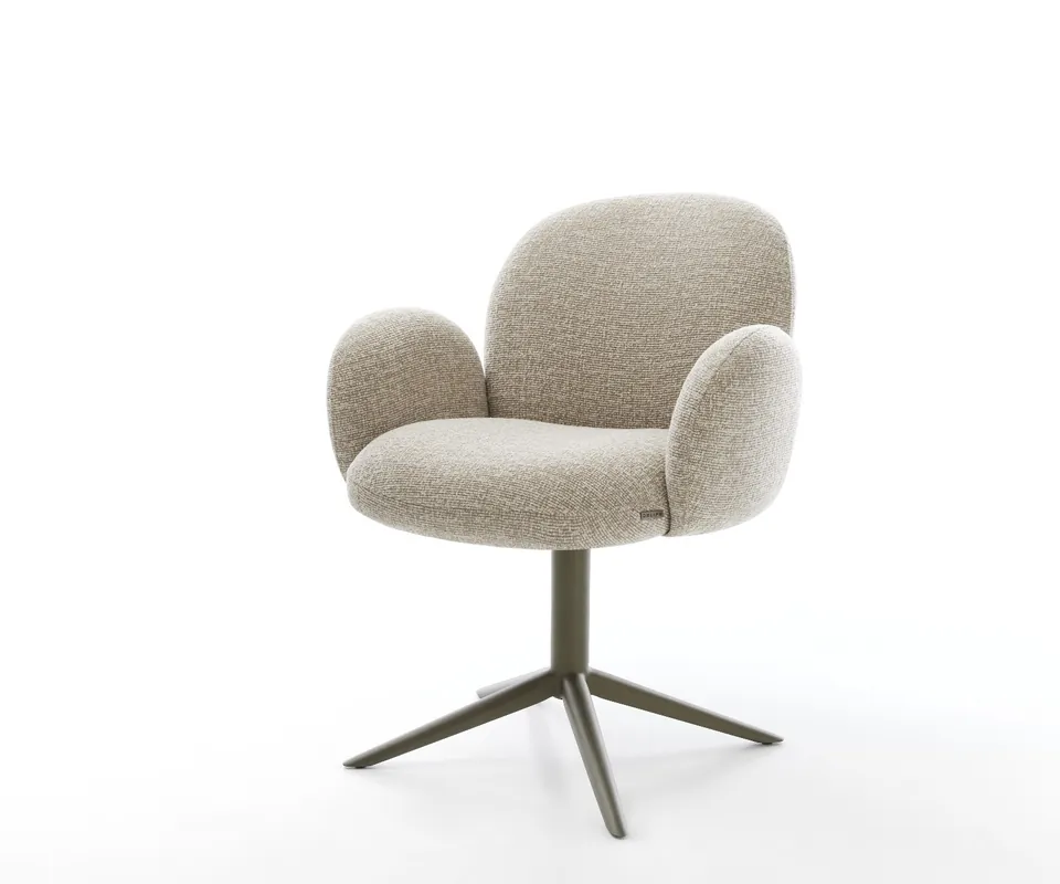 Drehstuhl Nube-Flex mit Armlehnen Webstoff Soft Beige Fußkreuz Effektfinish Titan 360° drehbar Wippfunktion Taschenfederkern Sofort Bestellen