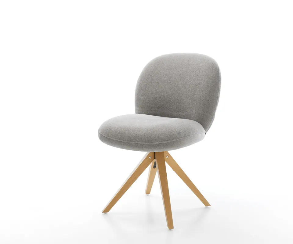 Neue Ware Drehstuhl Nube-Flex Strukturstoff Soft Grau Holzgestell kantig Natur 180° drehbar Taschenfederkern