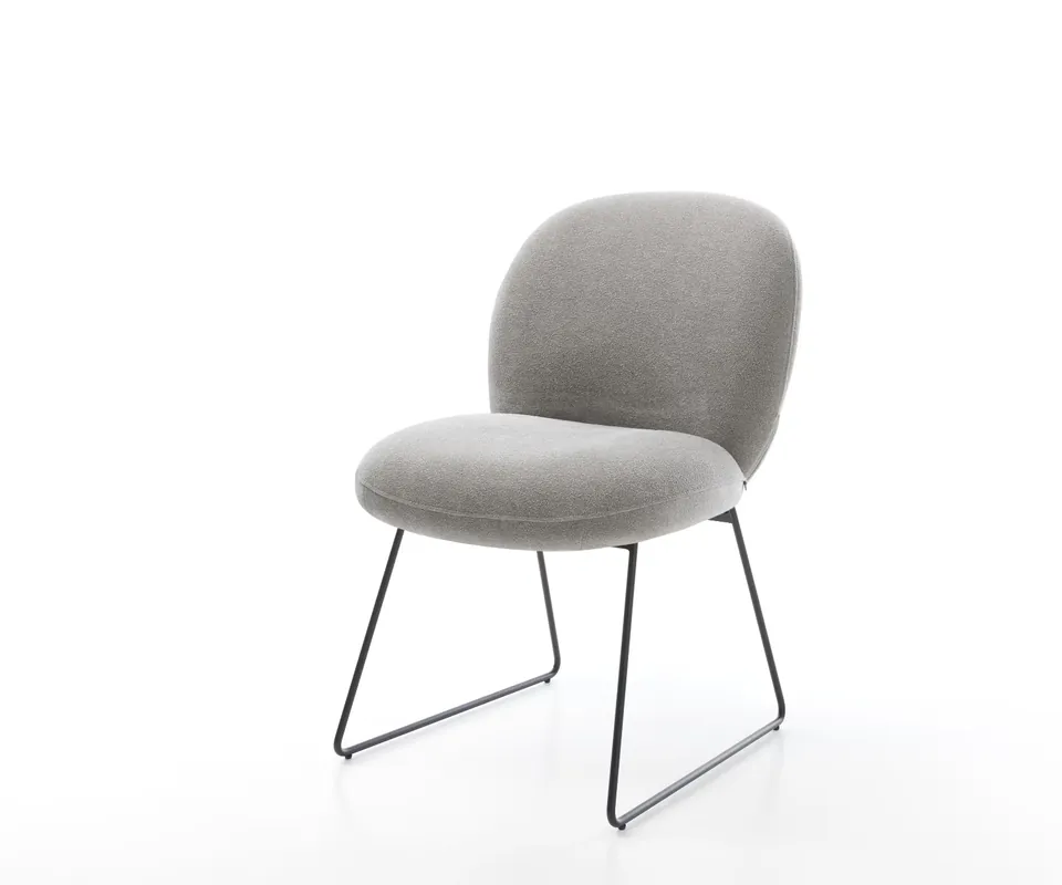 Markenware Esszimmerstuhl Nube-Flex Strukturstoff Soft Grau Kufengestell Schwarz Taschenfederkern