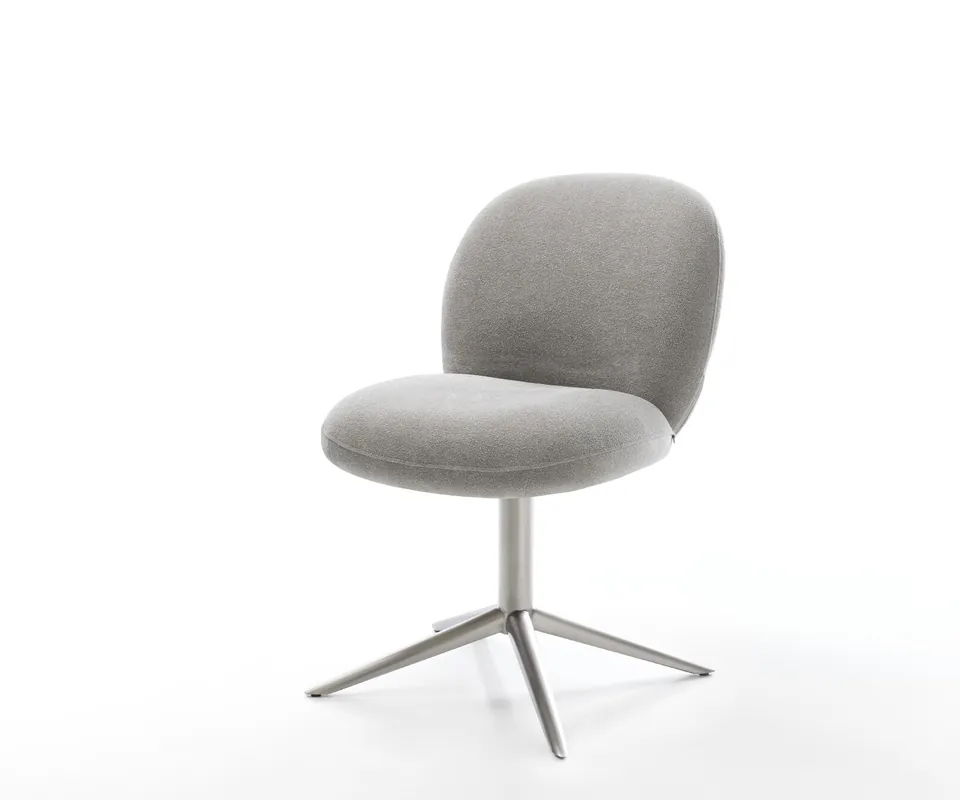 Expressversand Drehstuhl Nube-Flex Strukturstoff Soft Grau Fußkreuz Edelstahl 360° drehbar Wippfunktion Taschenfederkern