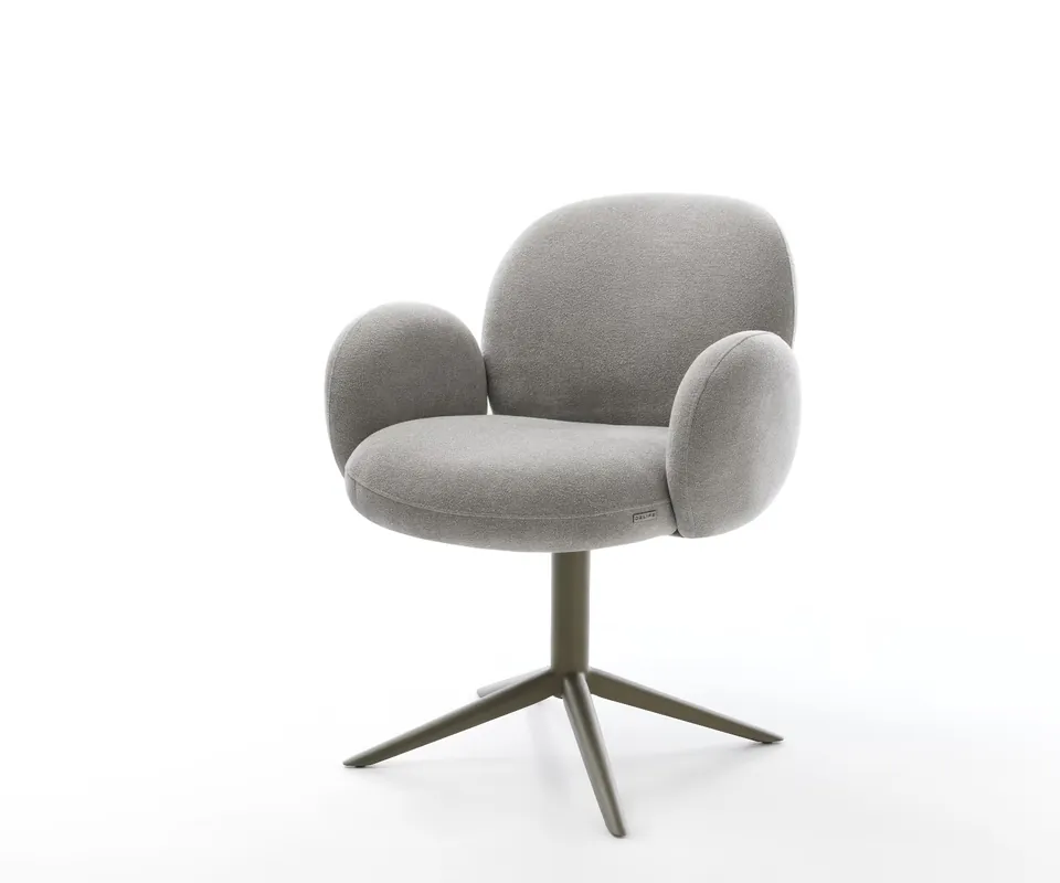 Drehstuhl Nube-Flex mit Armlehnen Strukturstoff Soft Grau Fußkreuz Effektfinish Titan 360° drehbar Wippfunktion Taschenfederkern Markenware