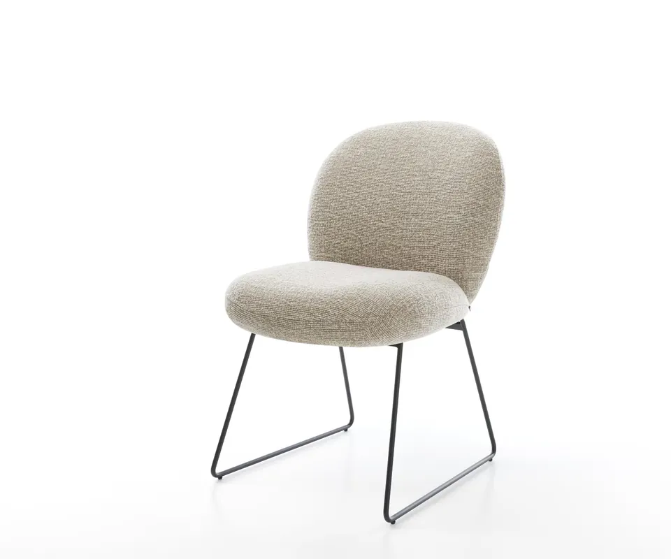 Esszimmerstuhl Nube-Flex Webstoff Soft Beige Kufengestell Schwarz Taschenfederkern Bestseller