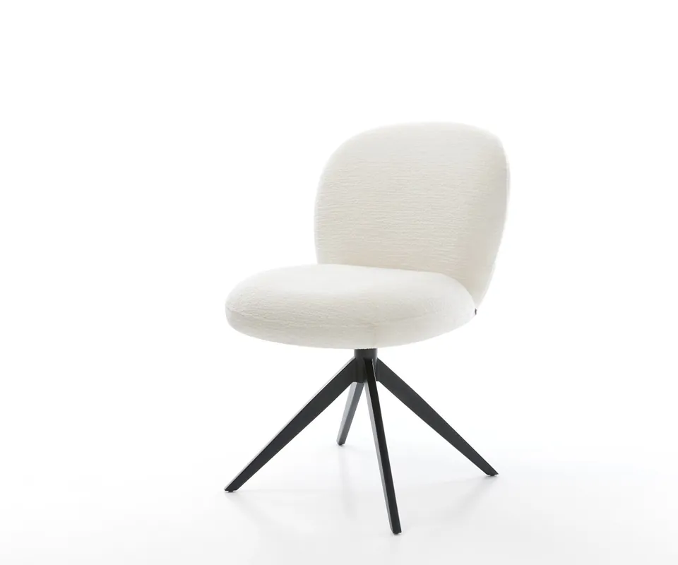 Geprüft Drehstuhl Nube-Flex Bouclé Soft Beige Kreuzgestell breit Schwarz 360° drehbar Wippfunktion Taschenfederkern