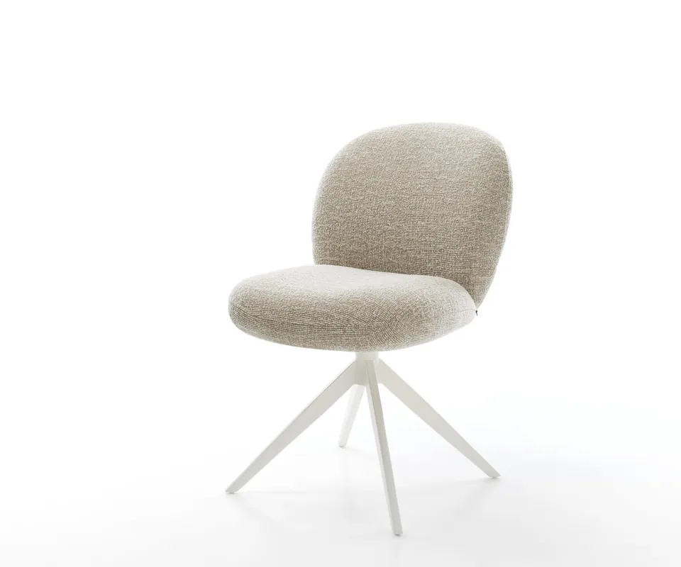 Nur Für Kurze Zeit Drehstuhl Nube-Flex Webstoff Soft Beige Kreuzgestell breit Weiß 360° drehbar Wippfunktion Taschenfederkern