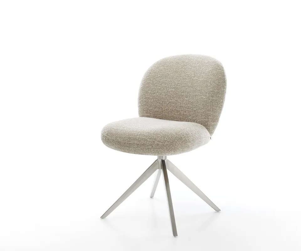 Drehstuhl Nube-Flex Webstoff Soft Beige Kreuzgestell breit Edelstahl 360° drehbar Wippfunktion Taschenfederkern Top-Angebot