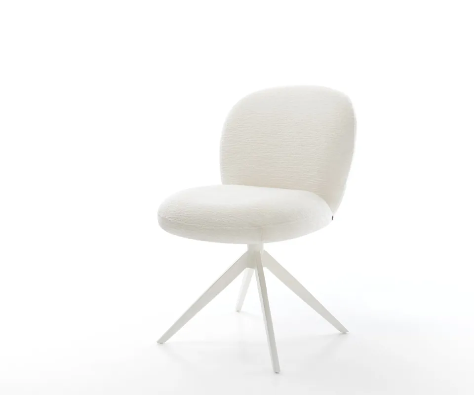 Drehstuhl Nube-Flex Bouclé Soft Beige Kreuzgestell breit Weiß 360° drehbar Wippfunktion Taschenfederkern Aktuell