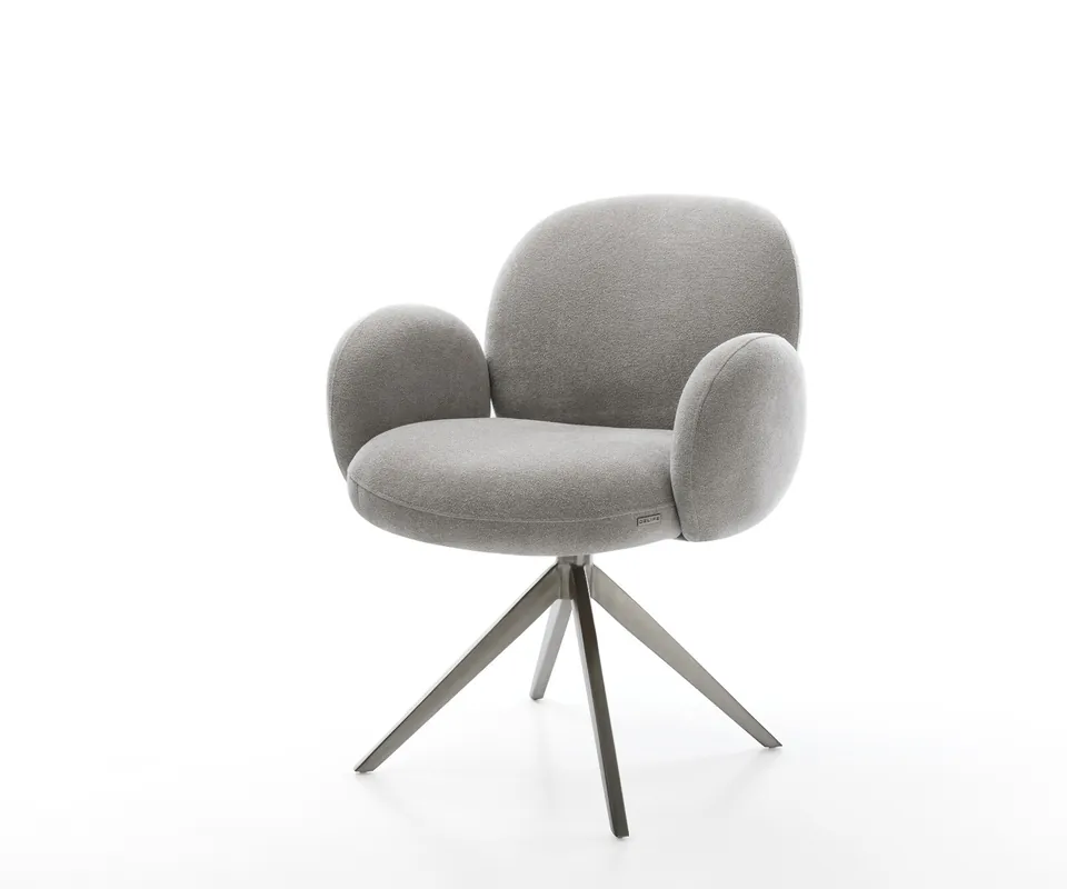 Drehstuhl Nube-Flex mit Armlehnen Strukturstoff Soft Grau Kreuzgestell breit Graphit 360° drehbar Wippfunktion Taschenfederkern Aktuell