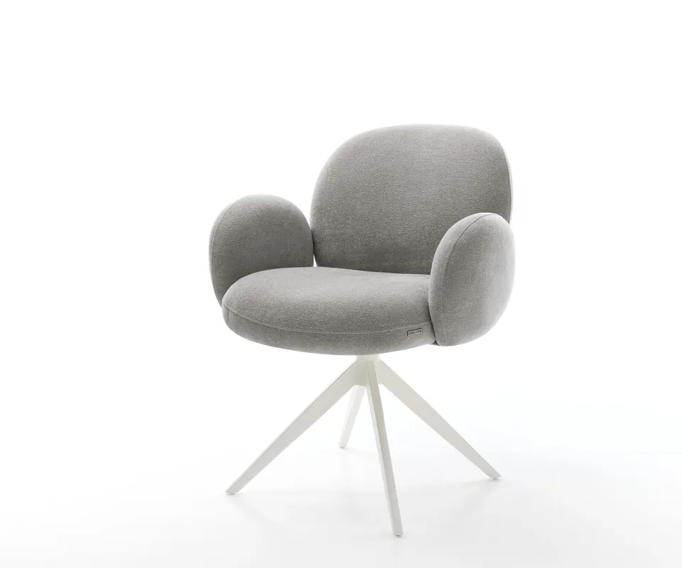 Garantierte Lieferung Drehstuhl Nube-Flex mit Armlehnen Strukturstoff Soft Grau Kreuzgestell breit Weiß 360° drehbar Wippfunktion Taschenfederkern