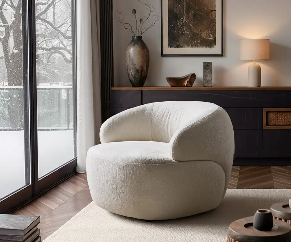 Loungesessel Nova 88x88 cm Bouclé Soft Beige Super-Preis