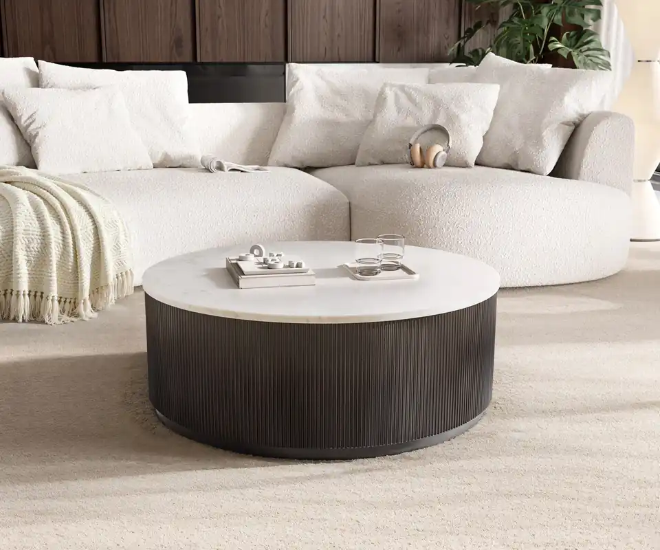 Couchtisch Fiorano 90x90 cm Marmor Weiß Metall Black Antique Direktkauf