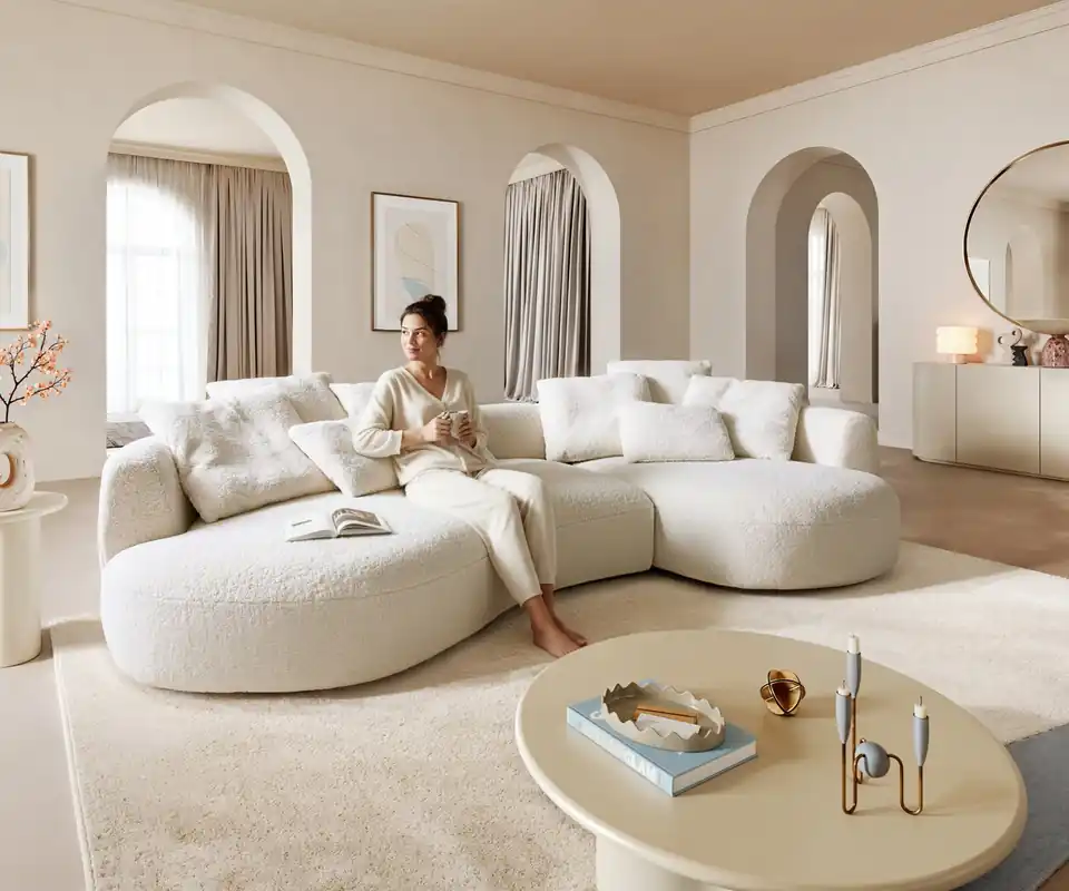 Top-Seller Big-Sofa Edina 330x170 cm Teddystoff Beige