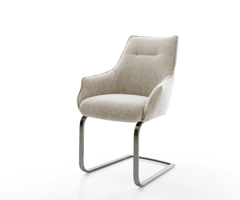 Freischwinger Alja-Flex mit Armlehnen Webstoff Soft Beige Freischwinger flach Graphit Taschenfederkern Solange Der Vorrat Reicht