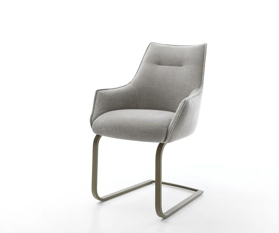 Freischwinger Alja-Flex mit Armlehnen Strukturstoff Soft Grau Freischwinger flach Effektfinish Titan Taschenfederkern Günstig
