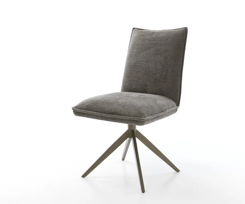 Drehstuhl Lelio-Flex Bouclé Soft Schlamm Kreuzgestell breit Effektfinish Titan 360° drehbar Wippfunktion Taschenfederkern Top-Preis