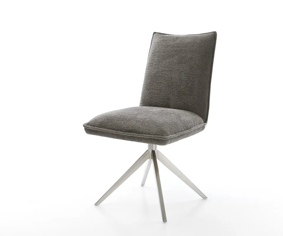 Drehstuhl Lelio-Flex Bouclé Soft Schlamm Kreuzgestell breit Edelstahl 360° drehbar Wippfunktion Taschenfederkern Nur Für Kurze Zeit