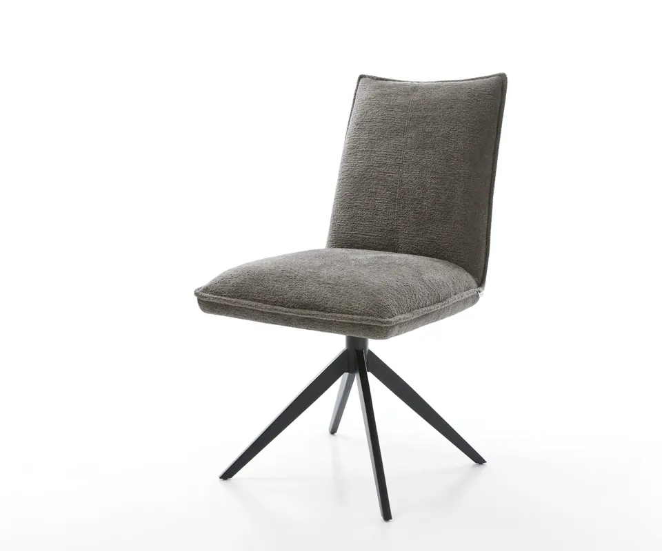 Drehstuhl Lelio-Flex Bouclé Soft Schlamm Kreuzgestell breit Schwarz 360° drehbar Wippfunktion Taschenfederkern Garantierte Lieferung