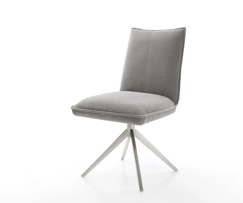 Highlight Drehstuhl Lelio-Flex Strukturstoff Soft Grau Kreuzgestell breit Edelstahl 360° drehbar Wippfunktion Taschenfederkern