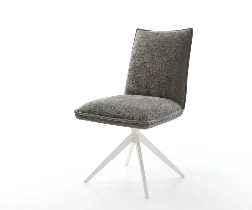 Preisreduziert Drehstuhl Lelio-Flex Bouclé Soft Schlamm Kreuzgestell breit Weiß 360° drehbar Wippfunktion Taschenfederkern
