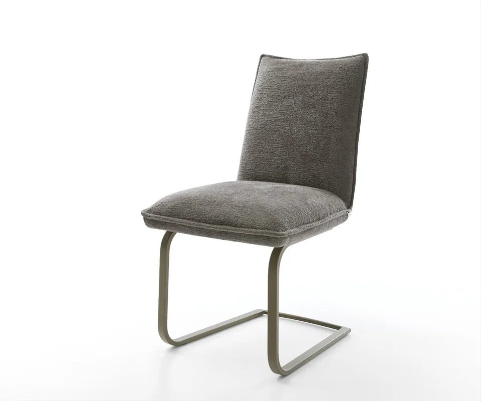 Must-Have Freischwinger Lelio-Flex Bouclé Soft Schlamm Freischwinger flach Effektfinish Titan Taschenfederkern
