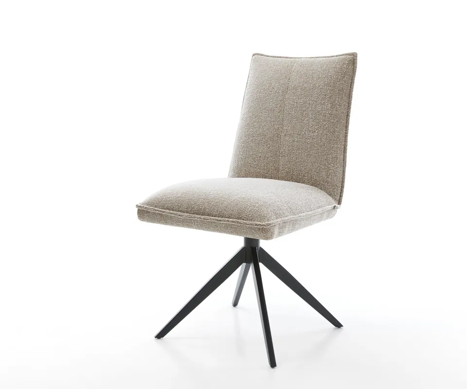 Expressversand Drehstuhl Lelio-Flex Webstoff Soft Beige Kreuzgestell breit Schwarz 360° drehbar Wippfunktion Taschenfederkern