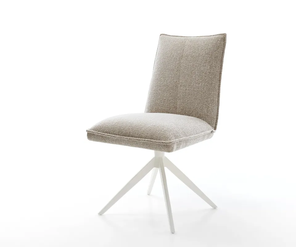 Drehstuhl Lelio-Flex Webstoff Soft Beige Kreuzgestell breit Weiß 360° drehbar Wippfunktion Taschenfederkern Abverkauf
